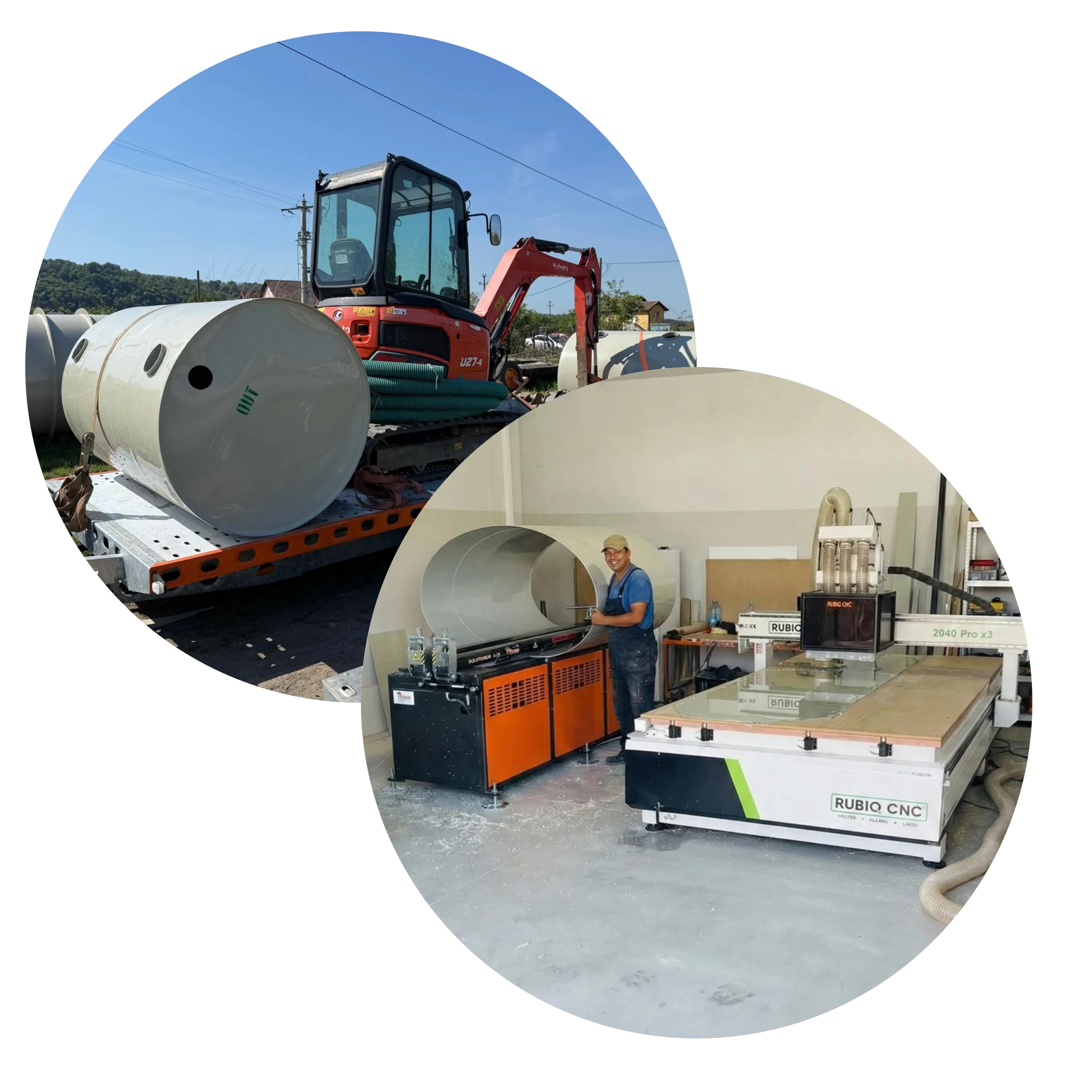 Excavator și muncitor la utilaje industriale.